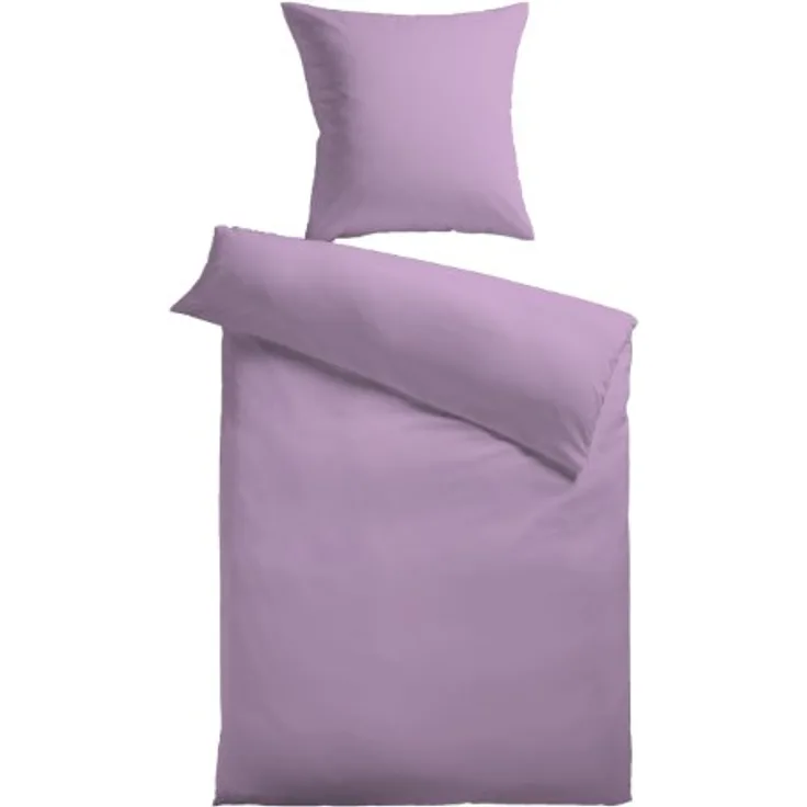 Kinzler Q-17215/22 Baumwoll Satin-Bettwäsche uni 80 x 80 cm + 155 x 220 cm, flieder