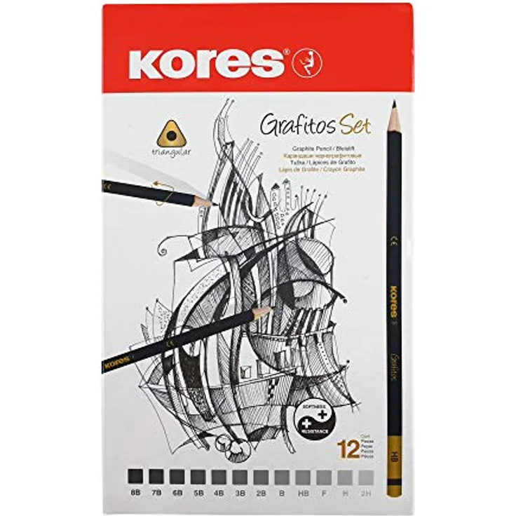 Kores Grafitos Art-Set mit 12 Bleistiften in unterschiedlichen Härtegraden, in Metallbox
