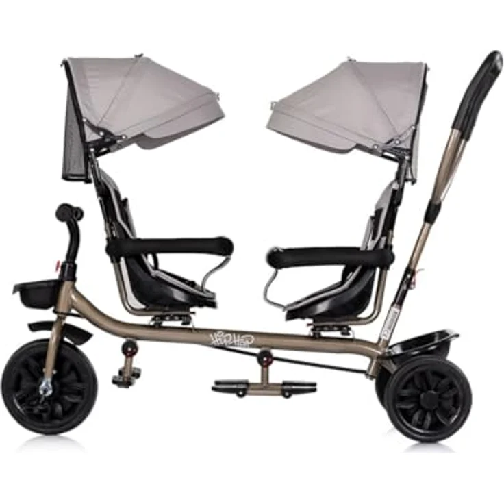 Chipolino Zwillingsdreirad Hip Hop, für zwei Kinder bis 40 kg, Sitze 360° drehbar, hellbraun – Bild 4