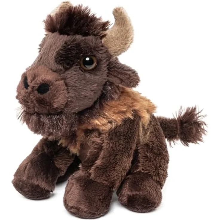 Uni-Toys Bison Plushie 13 cm, Plüsch-Büffel mit naturgetreuem Design und hochwertigem, recyceltem Füllmaterial – Bild 1