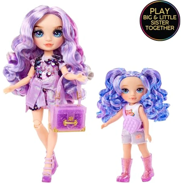 Rainbow High Anziehpuppe Rainbow High Littles Dolls - Amethyst (Purple) - Modepuppe mit lila Haaren und süßem Miniatur-Haustier – Bild 4