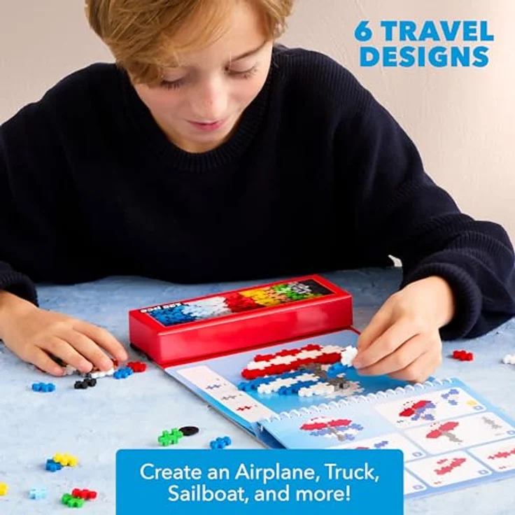 PLUS-PLUS Kreativset Bausteine Puzzle by Number Transport, 125 Teile für 2D-Puzzle und 3D-Figuren, multicolor – Bild 5
