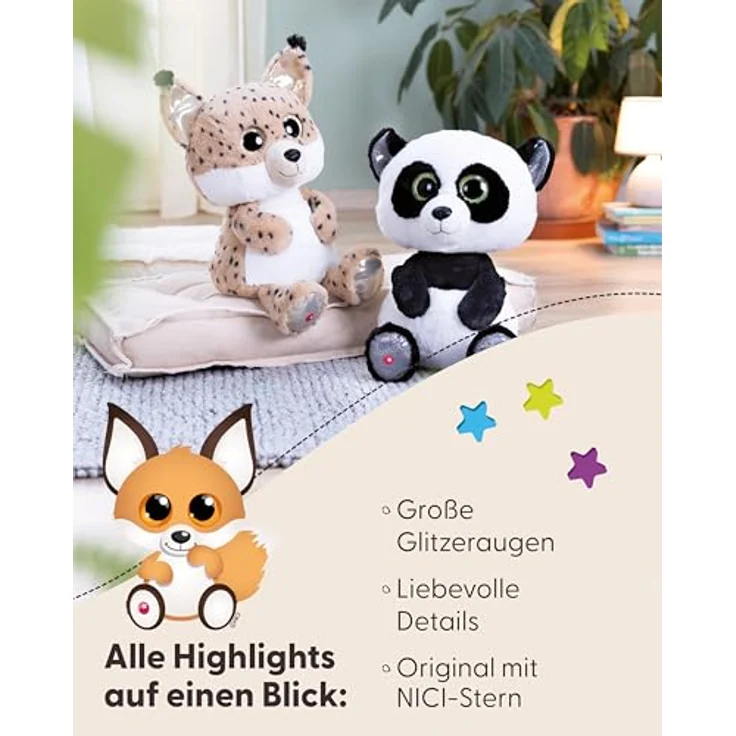 Nici Glubschis Fuchs Runizzi, Kuscheltier aus flauschigem Plüsch mit glitzernden Augen, 45 cm – Bild 4