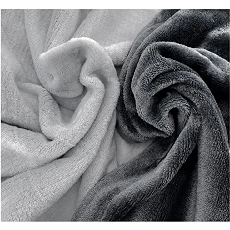heimtexland ® Teddy Flanell Wende Bettwäsche Bettbezug Set 80x80 I 135x200 Plüsch Bezug Cashmere Touch Typ751 Anthrazit Silber – Bild 2