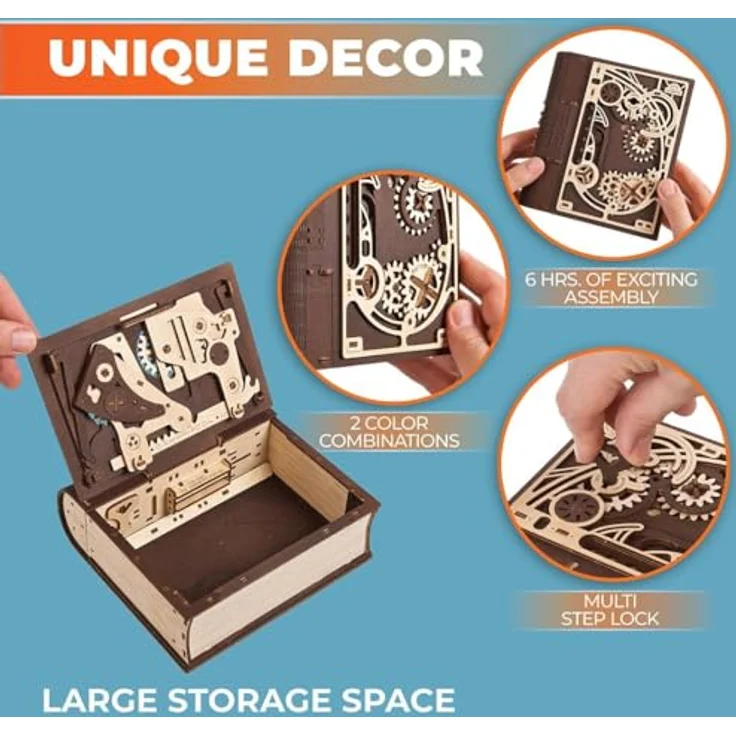UGEARS Ugears Book of Secrets l 3D-Puzzle mit Zahlenkombination, 263 Puzzleteile, Holz – Bild 3