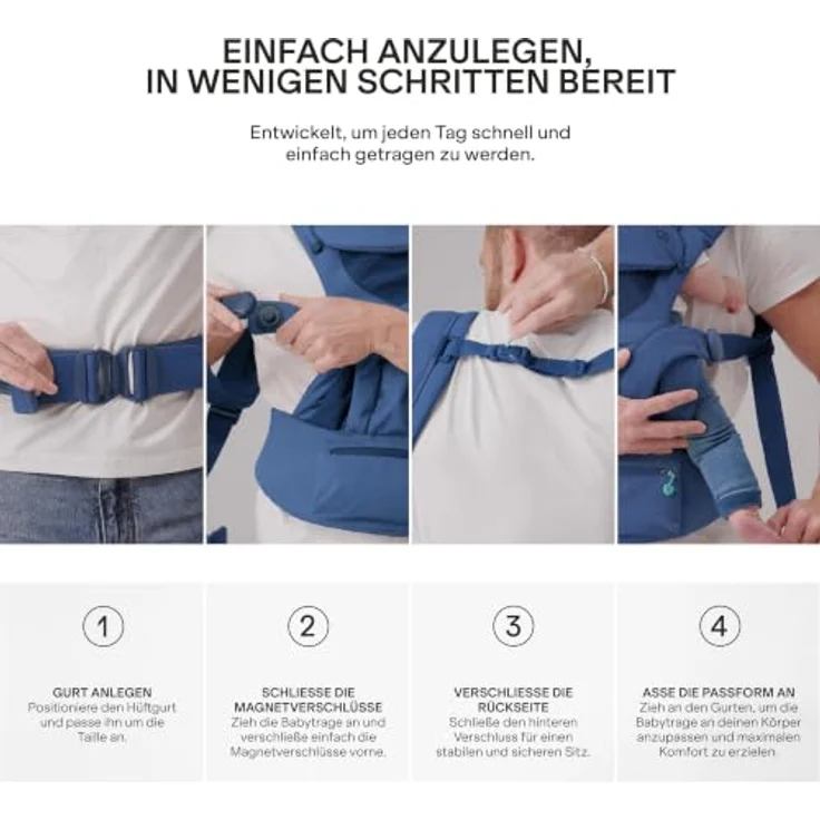 Koala Cuddle Carry Babytrage, ergonomisch, mitwachsend für Neugeborene bis 20,4 kg, verstellbare Kopfstütze, Bauch-, Front- und Rückentrageweise – Bild 8