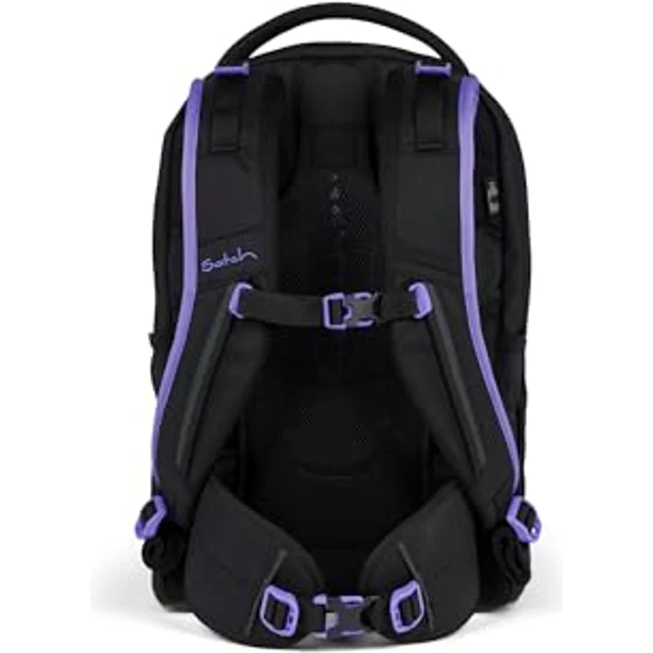 Satch Schulrucksack Pack, aus 100% recycelten PET-Flaschen, mit Organizer und verstellbarem Tragesystem, schwarz – Bild 4