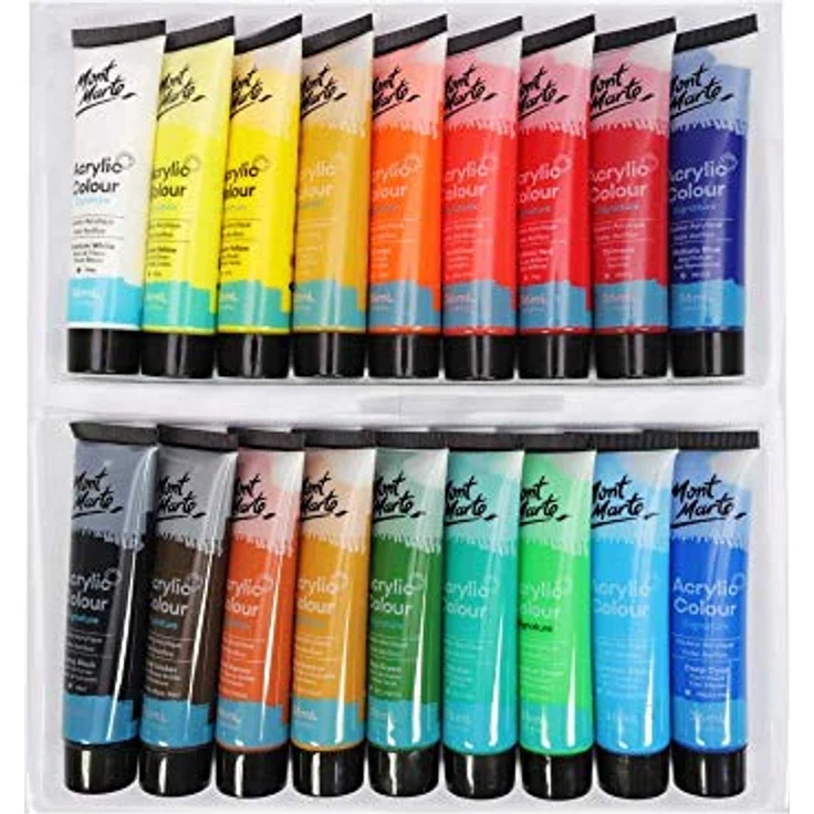Mont Marte Acrylfarben Set Premium, 18 x 36ml, Lichtechte Farben mit hoher Deckkraft für Acrylmalerei – Bild 2