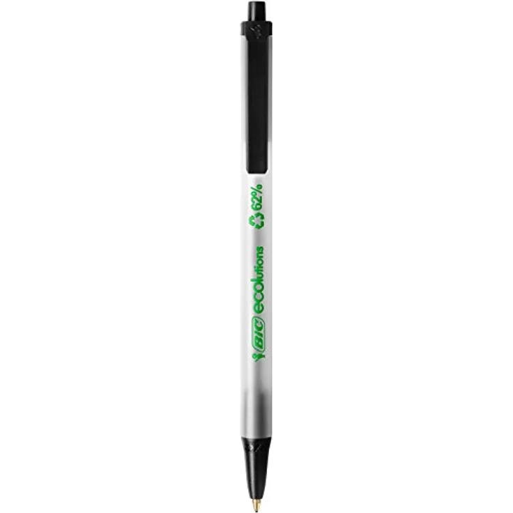Bic Clic Stic ECOlutions, schwarzer Kugelschreiber mit mittlerer Spitze (0,4 mm), 50er Box aus 62 % recycelten Materialien – Bild 2