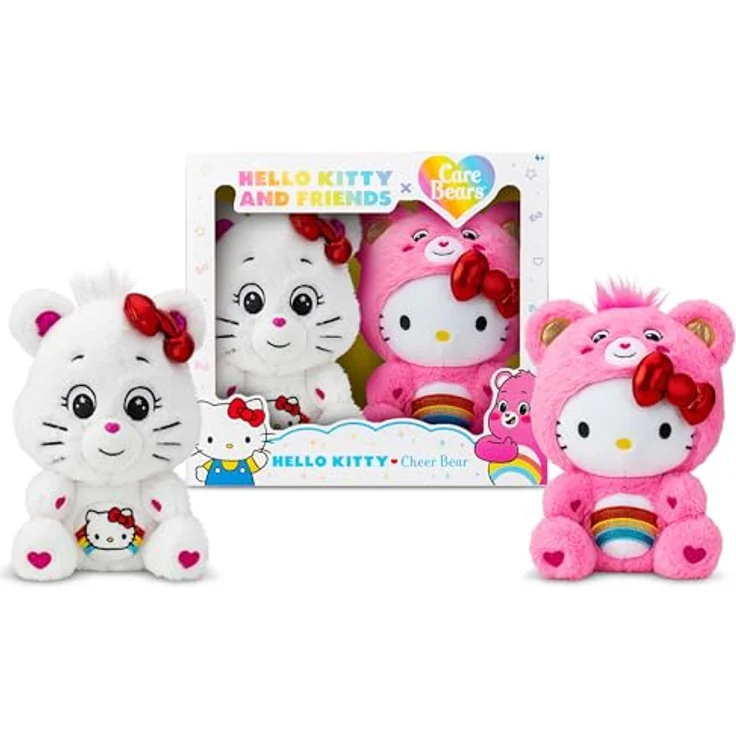 Hello Kitty Care Bears, 25 cm Plüsch-Teddybären 2er Set mit detailliertem Belly Badge-Design – Bild 1