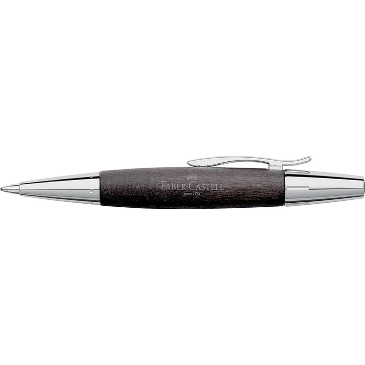 Faber-Castell E-MOTION Drehkugelschreiber, guillochierter Aluminium-Schaft, schwarz, dokumentenechte Tinte