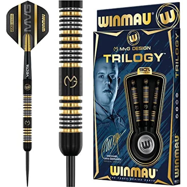 Winmau MvG Trilogy Dartpfeile, 23 g, inspirierte Designs von Michael van Gerwen, bester Grip und Gefühl