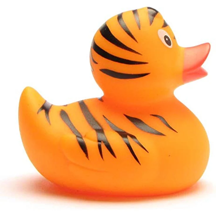Duckshop Badeente - personalisierbar (Tiger Ente) mit eigenem Wunschtext, 8 cm, Vinyl, quietschend – Bild 4