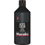 Marabu Acryl Color Schwarz 500 ml, cremige Acrylfarbe auf Wasserbasis, schnell trocknend, lichtecht, wasserfest, ideal für Leinwand, Papier und Holz