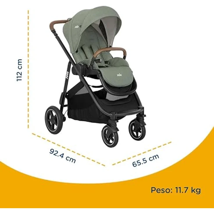 Joie Versatrax Laurel Kinderwagen, 2 in 1, Grün, 5-Punkt-Gurt, kompakt, EN 1888-2 zertifiziert, 11,7 kg, für Kinder bis 22 kg – Bild 3