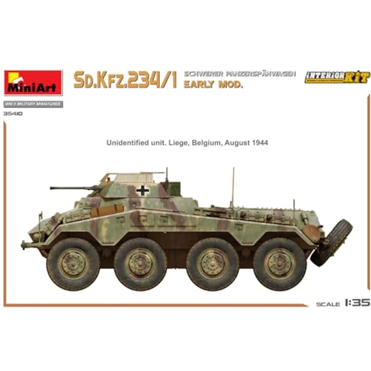 Miniart 1:35 Sd.Kfz 234/4 Panzerspähwagen, Modell mit detailliertem Interieur und 6 Varianten Decals – Bild 4