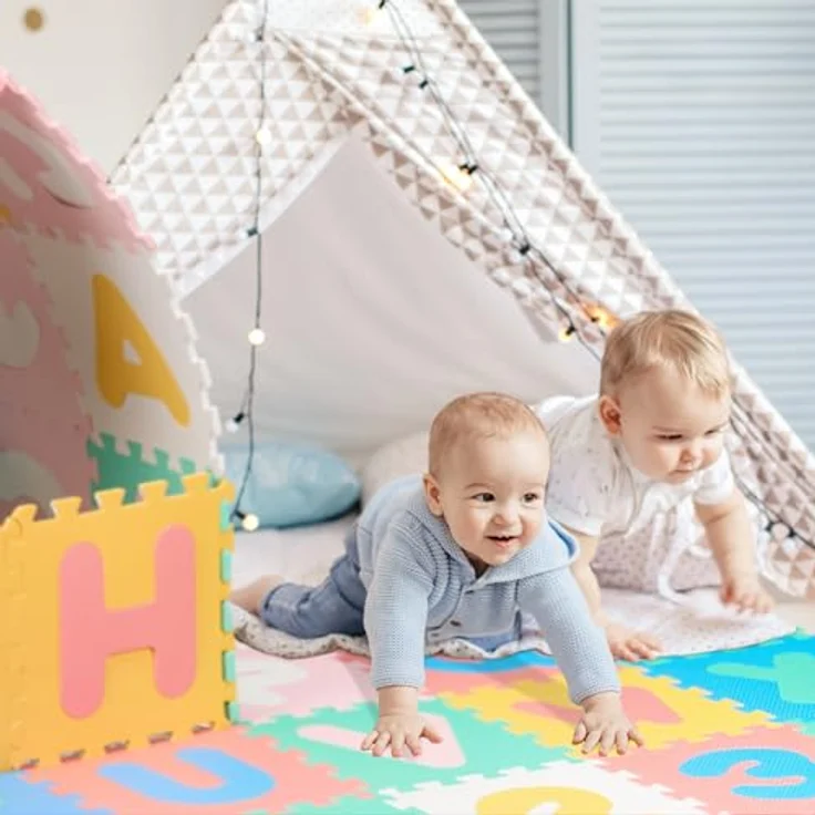 Relaxdays Puzzlematte ABC und Zahlen, 36 Teile, Spielmatte Kinder, BPA-frei, Schaumstoff, bunt – Bild 3