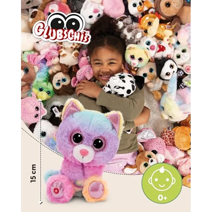 NICI GLUBSCHIS Kuscheltier Katze Miss Melli 15 cm - Bunte Stofftier mit Glitzeraugen und superweichem NICI Plüsch-Fell – Bild 2