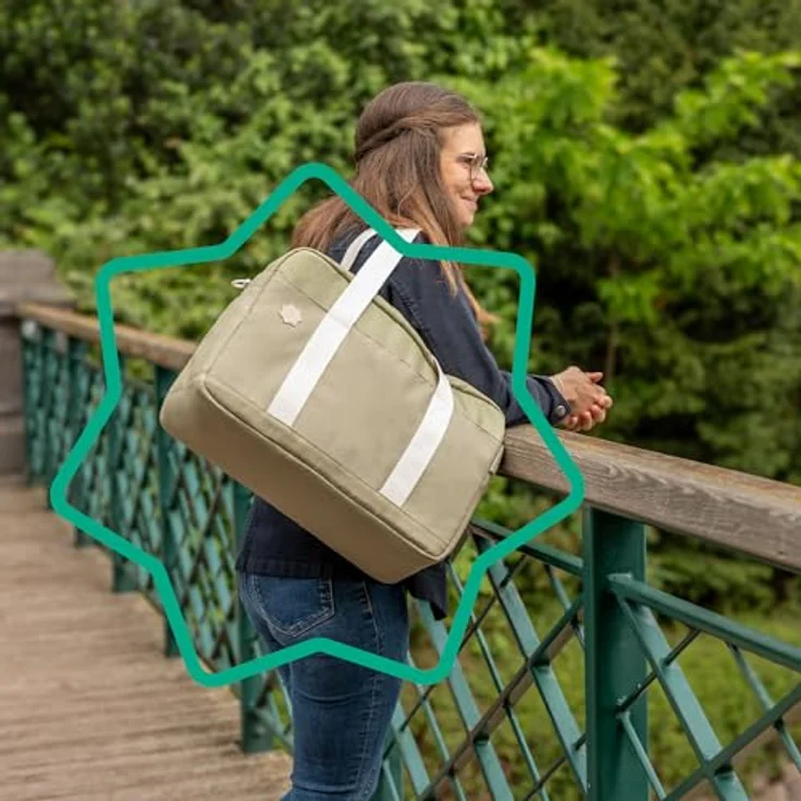 Badabulle Wickeltasche Bowling Olive - Großes Fassungsvermögen von 20L, inklusive Wickelauflage – Bild 3