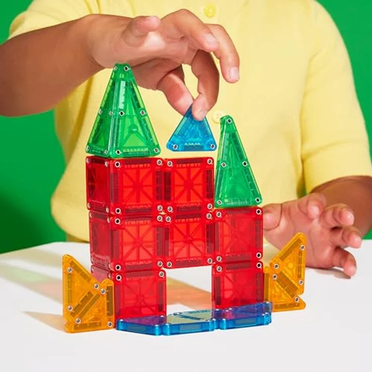 Magna-Tiles microMAGS 26-teiliges Reise-Magnetbauset - Kräftige Farben, Original Magnetbaumarke, entwickelt zur Förderung der Hand-Augen-Koordination und der Feinmotorik – Bild 4