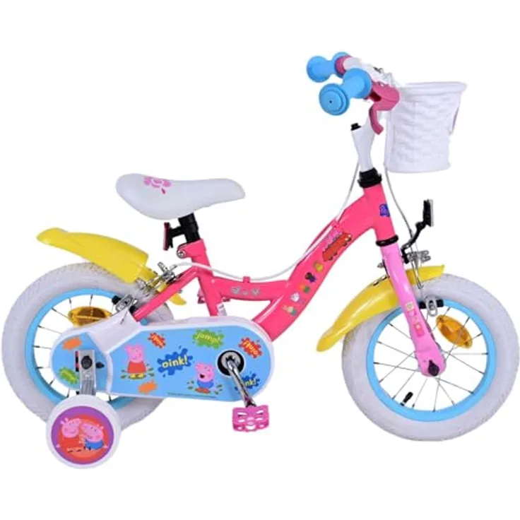 Volare Kinderfahrrad Peppa Pig - Mädchen - 12 Zoll - Pink - Zwei Handbremsen, Luftbereifung, 85% zusammengebaut, Alter: 3 - 4,5 Jahre