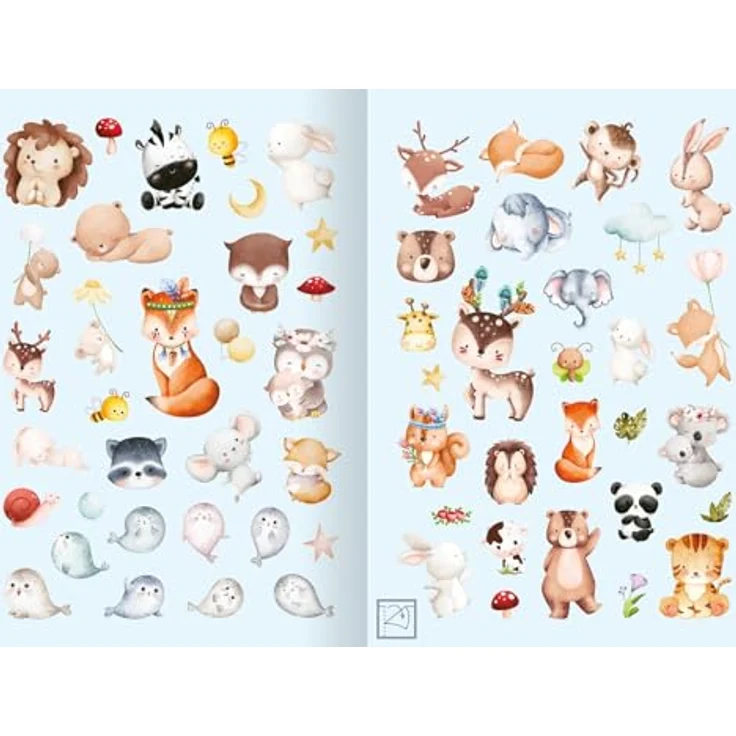 Ars Edition Sticker Meine Aquarell-Sticker - Tierkinder - über 200 Sticker, hochwertige Aquarell-Optik, ideal zum Verzieren und Dekorieren, handliches Stickeralbum – Bild 5
