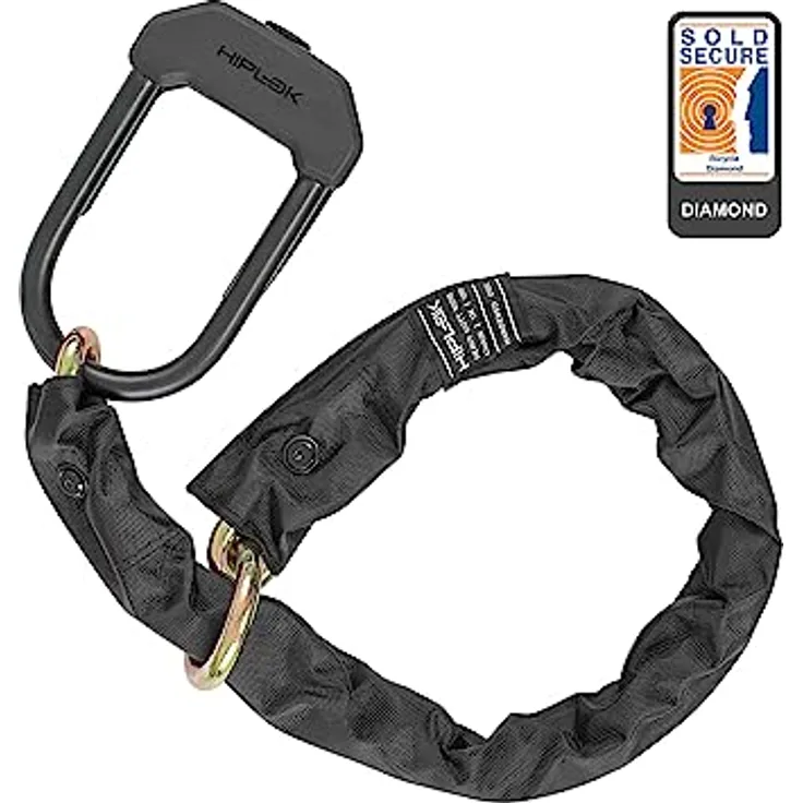 Hiplok DXXL Bügelschloss & Schlaufenkette, ALL BLACK, Sold-Secure zertifiziert, integriertes CLIP + RIDE System