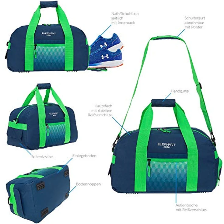 Elephant 3 Teile Set Trolley Hero Signature Schulranzen, 35 Liter, Alu Ausziehgriff, Inliner Räder, Cube Green (Grün) – Bild 5