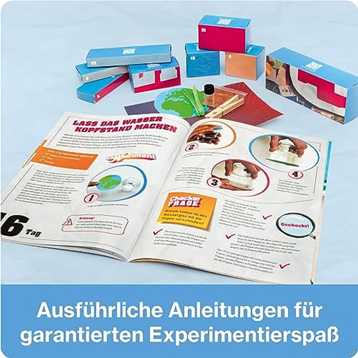 FRANZIS 67220 - CheXperiment Adventskalender, 24 lustige und verblüffende Experimente mit Checker Tobi, für Kinder ab 8 Jahren – Bild 4
