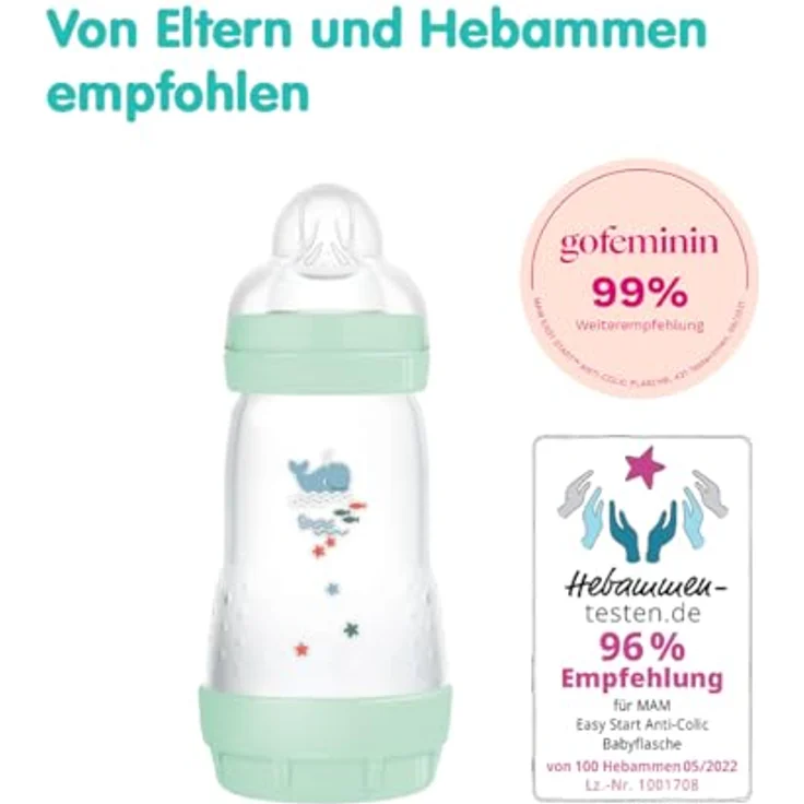 MAM Easy Start Anti-Colic Starter Set, mitwachsende Baby Erstausstattung mit Schnuller, Flaschen & Griffen, Baby Geschenk Set, ab Geburt, blau – Bild 4