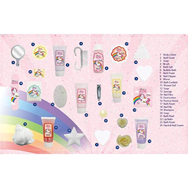Accentra Beauty-Adventskalender Unicorn - Kosmetik Adventskalender für Frauen, Mädchen, Pferde- & Einhorn-Fans, mit Badezusätzen, Body-Lotion, Duschgel & mehr - Preisvergleich – Bild 3