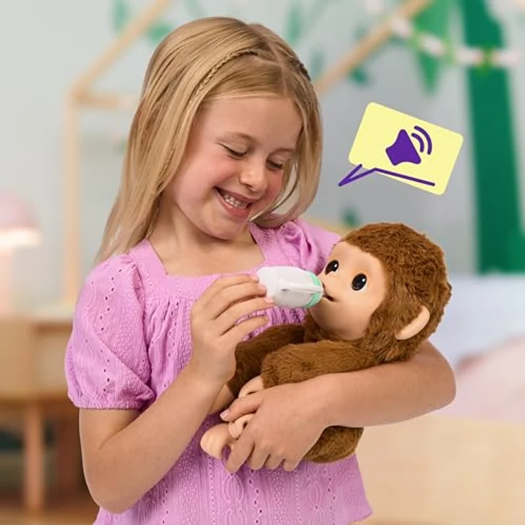 Moose Little Live -Haustiere meine Babypaffenspielfigur, interaktive Plüschtier Elch mit über 50 reaktionen, süßem Gesicht und beweglichen Händen, braun – Bild 3