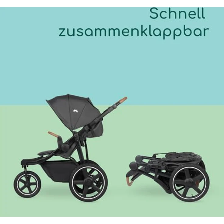 BEBE CONFORT Cloudy, All-Terrain-Baby Stroller, schnell zusammenklappbar, verstellbar, 3 große Luftreifen, Mineral Graphite – Bild 3