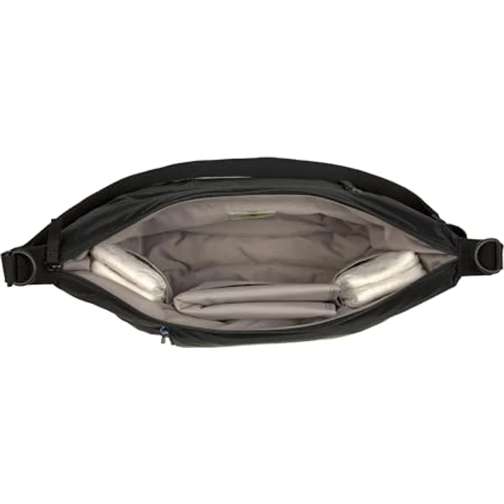 LÄSSIG Lunua Baby Wickeltasche zum Umhängen, wasserabweisend mit Wickelunterlage und Kinderwagenbefestigung, schwarz – Bild 2