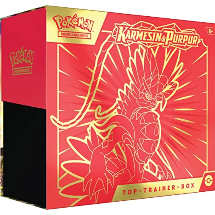 Pokémon-Sammelkartenspiel: Top-Trainer-Box Karmesin & Purpur (Koraidon) (9 Boosterpacks & Premium-Zubehör) - Preisvergleich – Bild 1