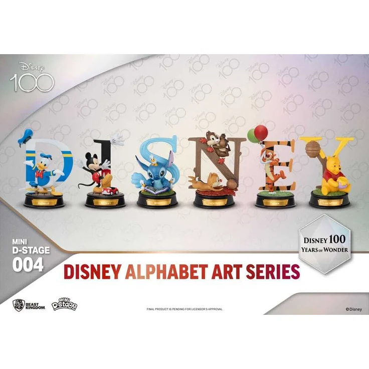 Beast Kingdom Toys Disney Mini Diorama Stage Statuen 6-er Pack, 10 cm, mit klassischen Disney-Charakteren, 100 Years of Wonder - Disney Alphabet Art