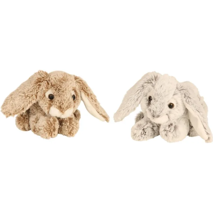 Geschenkestadl 2 Stück Hasen Kaninchen Plüschtiere, Grau und Braun, kuschelweiche 100% Polyester-Füllung, waschbar bei 30°C
