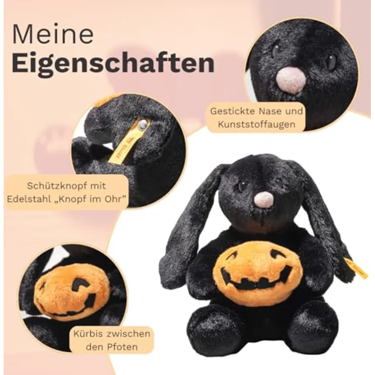 Steiff Mr. Spice Hoppie Hase, 16 cm Plüschtier aus weichem Plüsch in Schwarz, waschbar bei 30 °C, ideal für Kinder – Bild 3