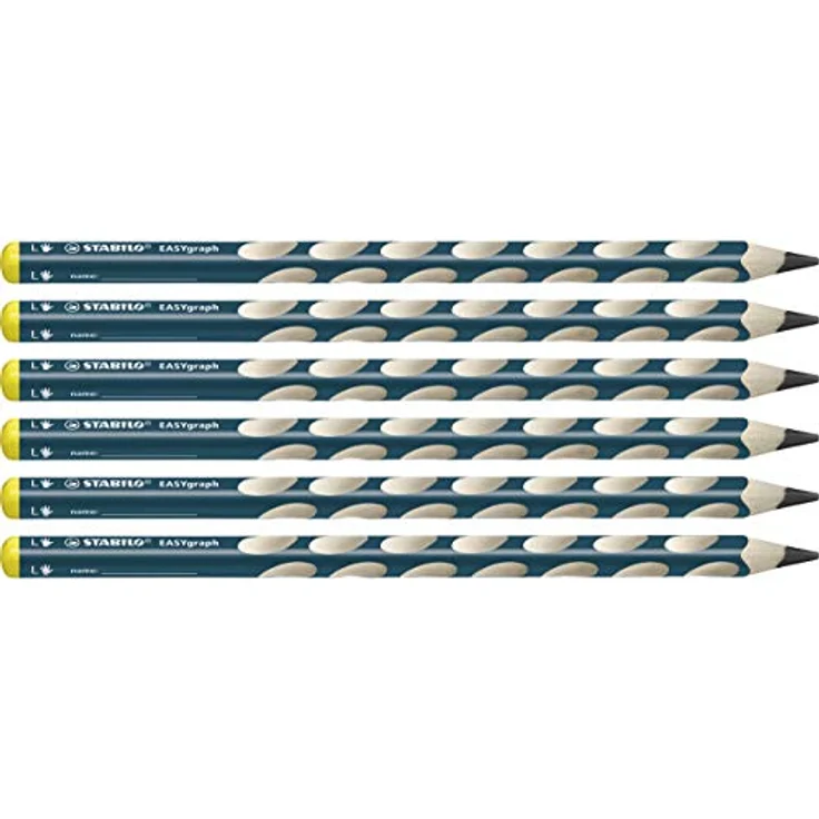 STABILO EASYgraph, Ergonomischer Dreikant-Bleistift für Linkshänder, HB-Mine, petrol, 6er Pack – Bild 1