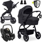 Hauck 3in1 Kinderwagen-Set Saturn R Trio Set, inkl. Maxi-Cosi i-Size Pebble Pro, XXL Zubehörpaket, Melange Black mit Gratis Mobilitätsgarantie