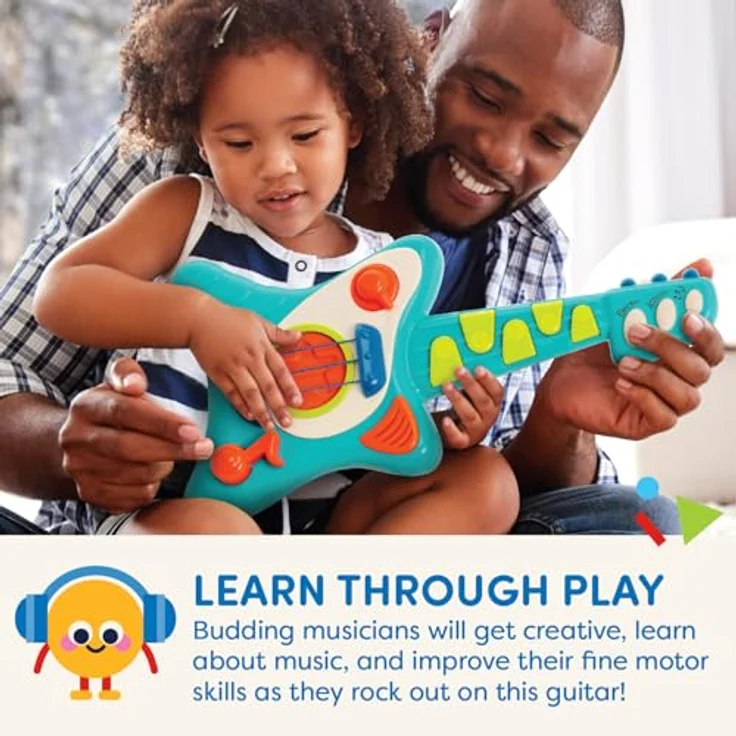 Battat BT2679Z Kindergitarre E, Instrument mit Liedern, Akustikgitarre und Elektrische Gitarre – Spielzeug für Kinder ab 2 Jahre, Blau – Bild 6