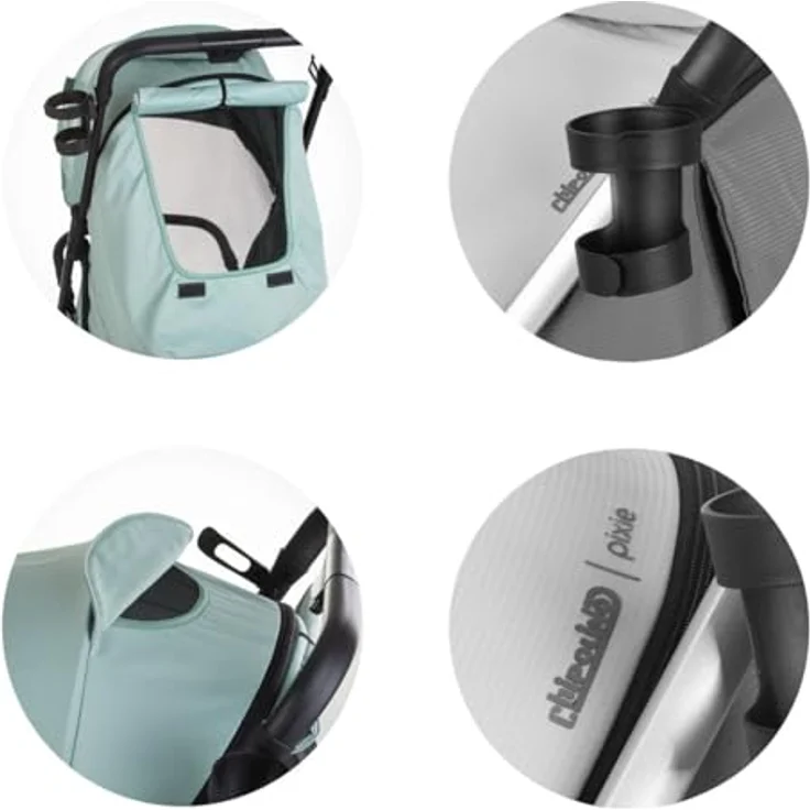 Chipolino Buggy Pixie, zusammenklappbar mit Getränkehalter, Ablagekorb für bis zu 22 kg, türkis – Bild 4
