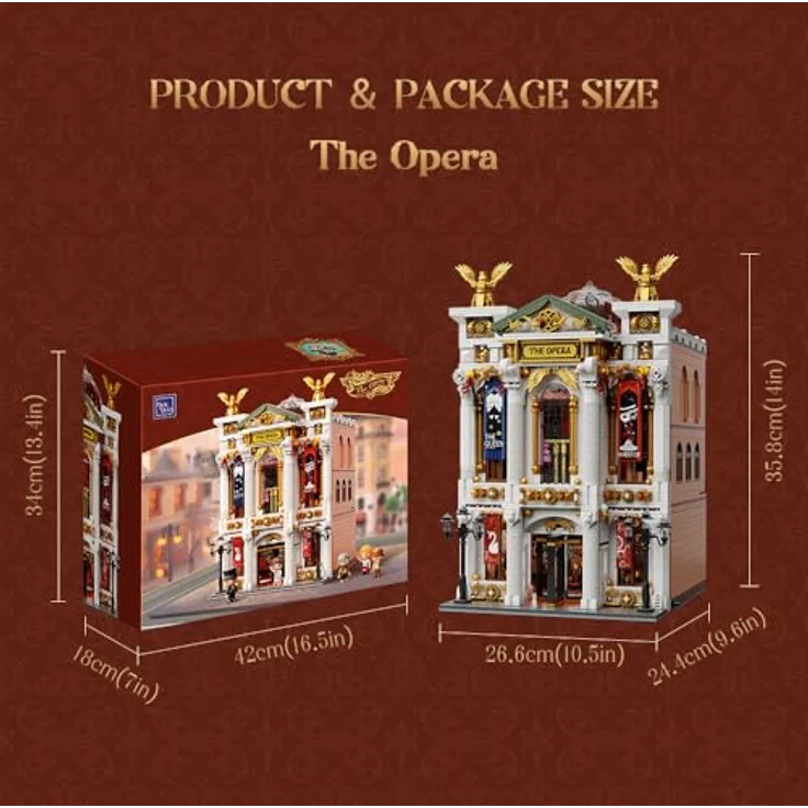 Pantasy The Opera, Klemmbaustein-Set mit 3518 Teilen, historische Theaterarchitektur, 5 Minifiguren, drehbare Türen und Wendeltreppen – Bild 2