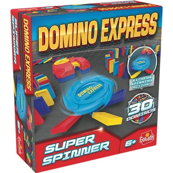Goliath Domino Express Stunt Spinner, Konstruktionsspielzeug mit 30 farbigen Domino-Steinen, fördert Kreativität und Geschicklichkeit für Kinder ab 6 Jahren – Bild 1