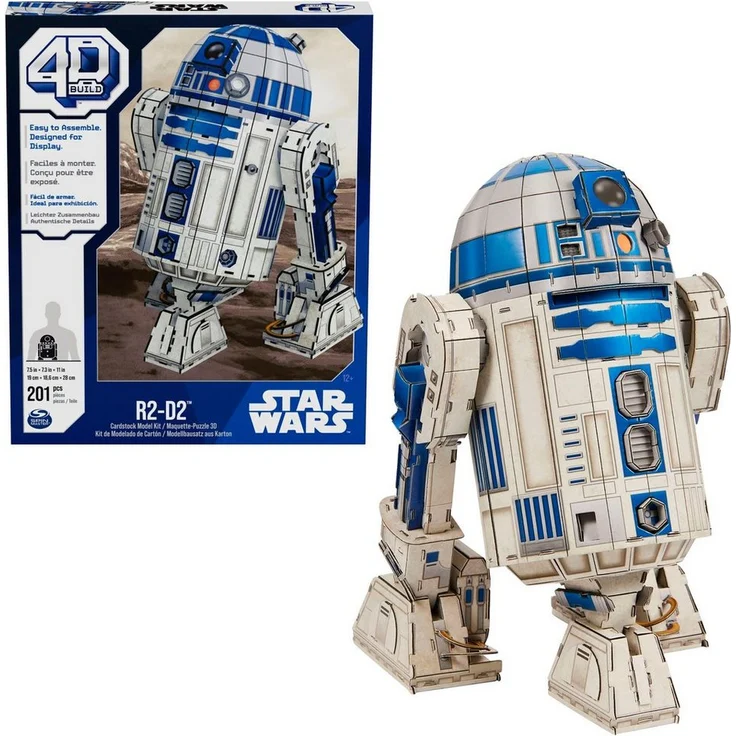 Spin Master 3D-Puzzle 4D Build - Star Wars R2-D2 Roboter, 201 Puzzleteile - Filmgetreues 3D-Modell, hochwertiger Karton, 19 cm x 18,6 cm x 28 cm – Bild 1