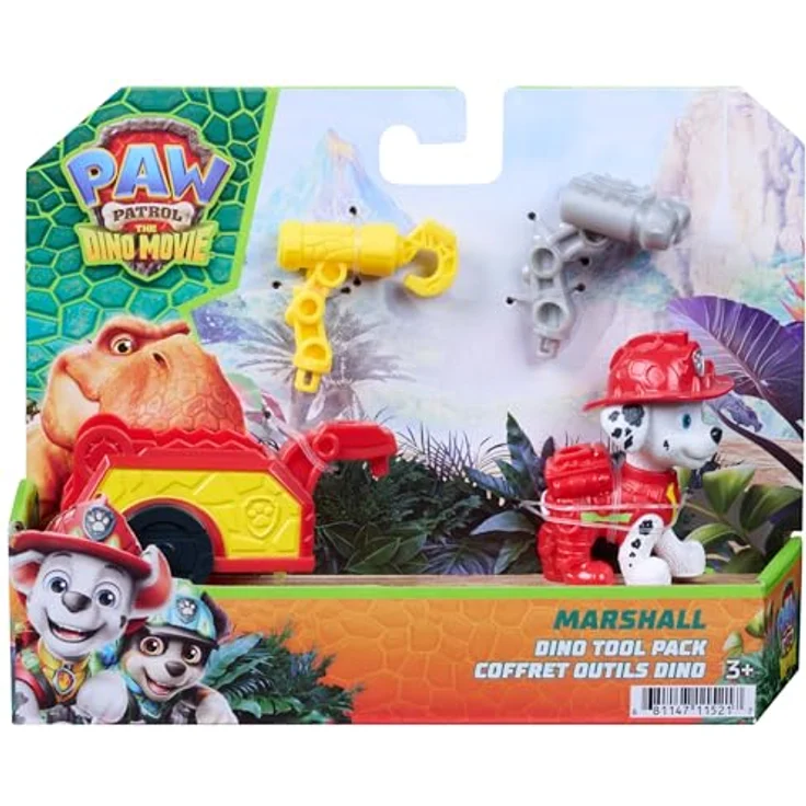 Paw Patrol Movie 3 Dino Tool Pack Marshall, Spielfiguren-Set mit über 6 cm großer Marshall-Figur in Dino Movie-Uniform, inkl. dinosaurier-themed Anhänger und 2 austauschbaren Werkzeugen – Bild 9