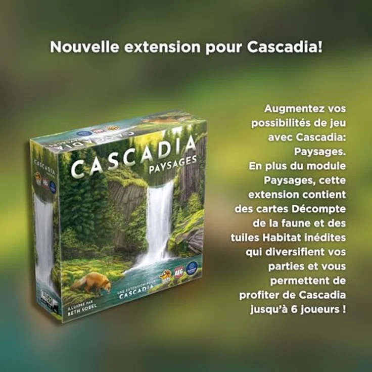 Lucky Duck Games Cascadia Extension Paysages, Erweiterung für strategisches Brettspiel mit Landschaften, Wildtierzählkarten und neuen Habitat-Ziegeln für bis zu 6 Spieler, französische Version – Bild 2