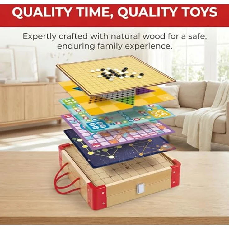 Hape 22 klassische Spielesammlung, 22-in-1 Brettspielset für Familie und Reisen, tragbar und vielseitig – Bild 2
