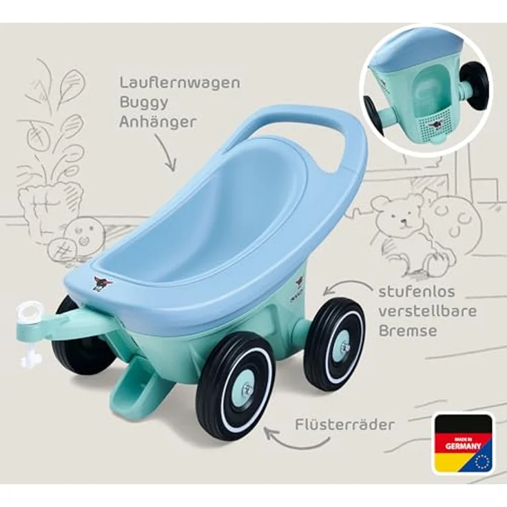 "BIG Lauflernhilfe BIG Buggy 3-in-1, Made in Germany, Lauflernwagen in grünen und blauen Pastelltönen" – Bild 4