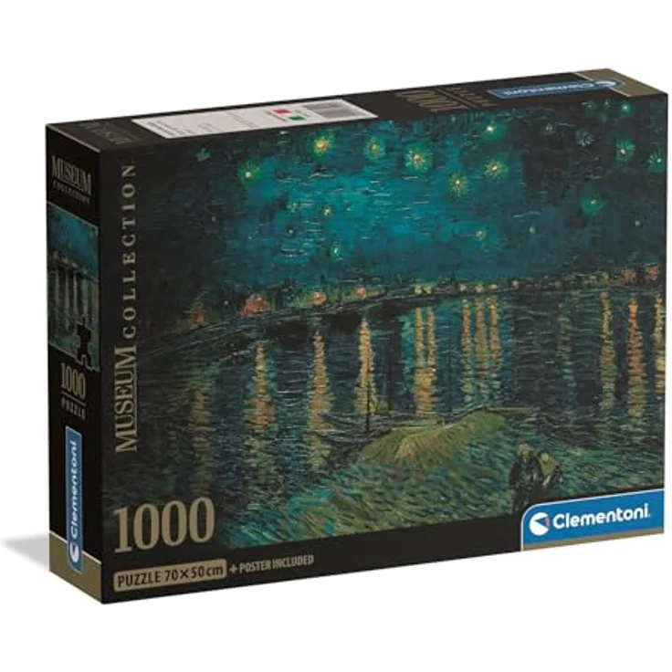 Clementoni Puzzle Museum Collection 1000 Teile, Van Gogh Sternennacht über der Rhone, 70 x 50 cm, Umweltfreundlich, Hergestellt in Italien – Bild 1
